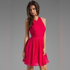 NWOT Zimmermann Pink Silk Aline Fit And Flare Ruched Size 2 Mini Dress